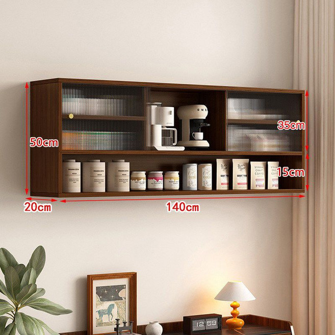 주방 상부장 찬장 캐비닛 그릇 벽걸이 벽선반 선반장 싱크대, 호두나무 색상 140x20x50cm