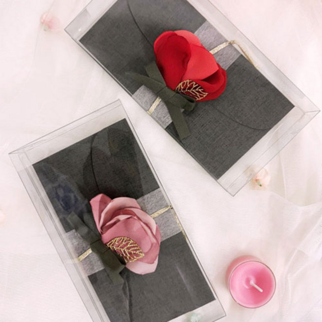 플라워 봉투 용돈 봉투 핑크 레드 2개 세트 카네이션 까멜리아, 1세트, 핑크+레드