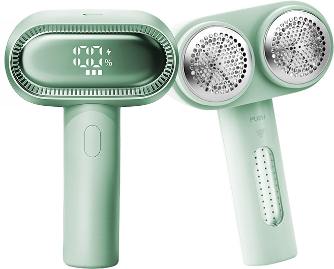 CCAGU 무선 보풀제거기 세탁소용 1위 듀얼헤드 3단계 조절 LED 6중날 옷 니트 이블 보플제거기, 그린