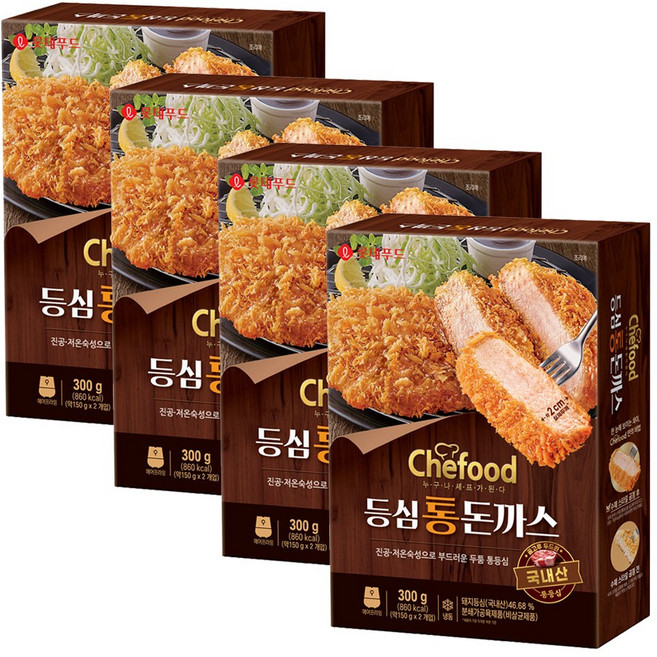 롯데 쉐푸드 등심통돈까스, 4개, 300g