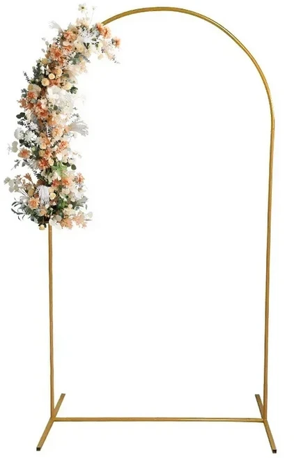 골드 파티 장식 아치 스탠드 (1개) - 4피트/5피트/6피트/6.6피트/7.2피트 웨딩용 풍선 프레임 & 배경 브래, 01 금, 02 6.6FT 100x200cm