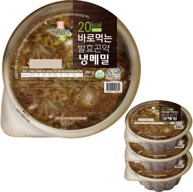 국물까지 다먹어도 79kcal 바로먹는 발효곤약 냉메밀, 4개, 350g