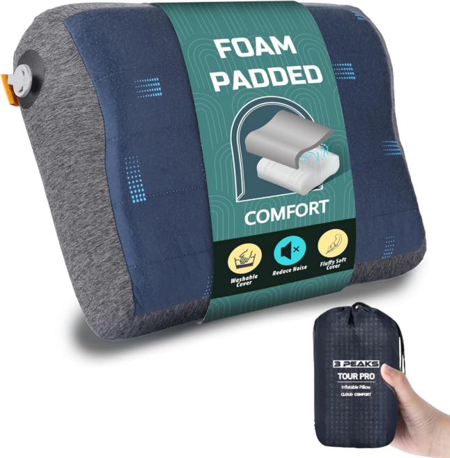 쓰리픽스 백패킹 캠핑 에어 베개, 1개, 그레이