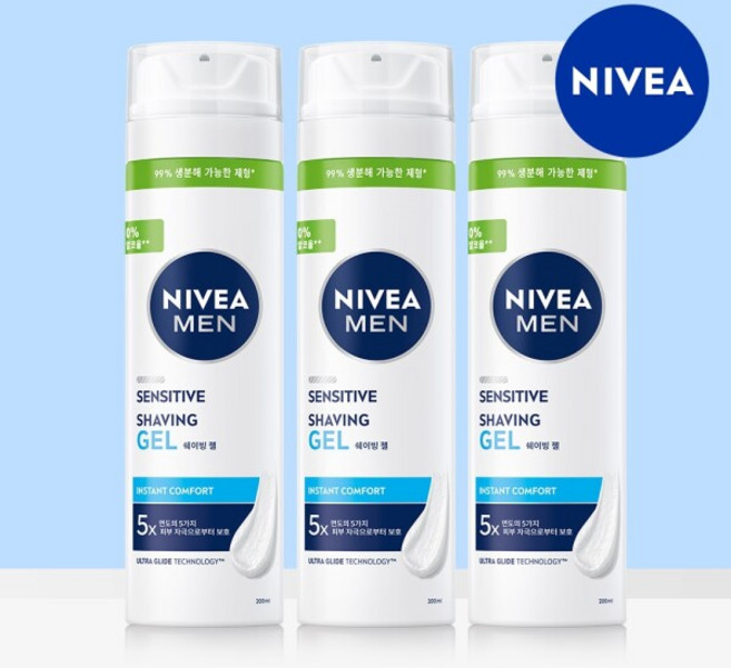 [니베아] 맨 센서티브 쉐이빙 젤 200ml 3개