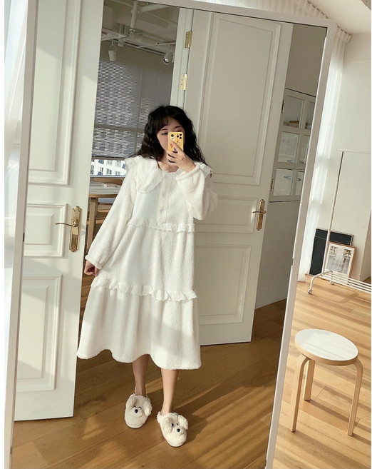 [구구번지] 구름같이 몽실몽실 포근한 가을 겨울 여성 수면 원피스 잠옷