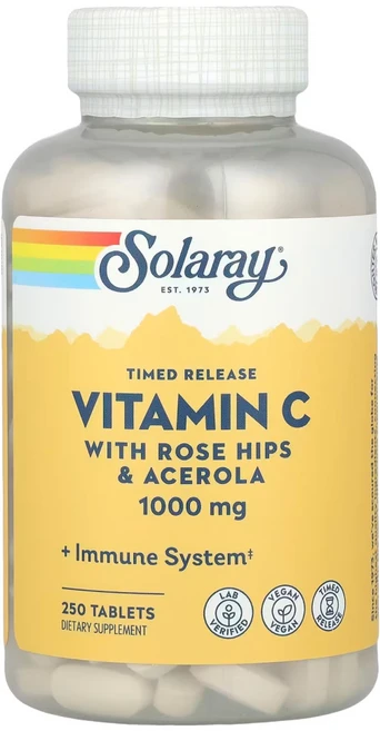 쏠라레이 서방형 비타민C 로즈힙 앤드 아세로라 함유 1000mg 250정, 4개 - 쿠팡