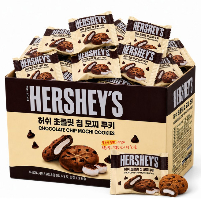 허쉬 초코칩 찰떡 모찌 쿠키 대용량 개별포장 간식 40개입, 720g, 1개