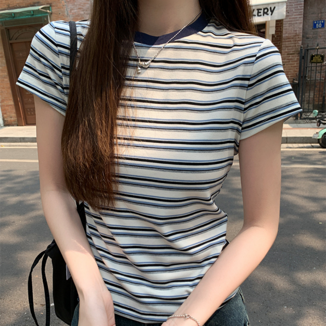 레드에셋 여성 여름 반팔티 스트라이프 티셔츠