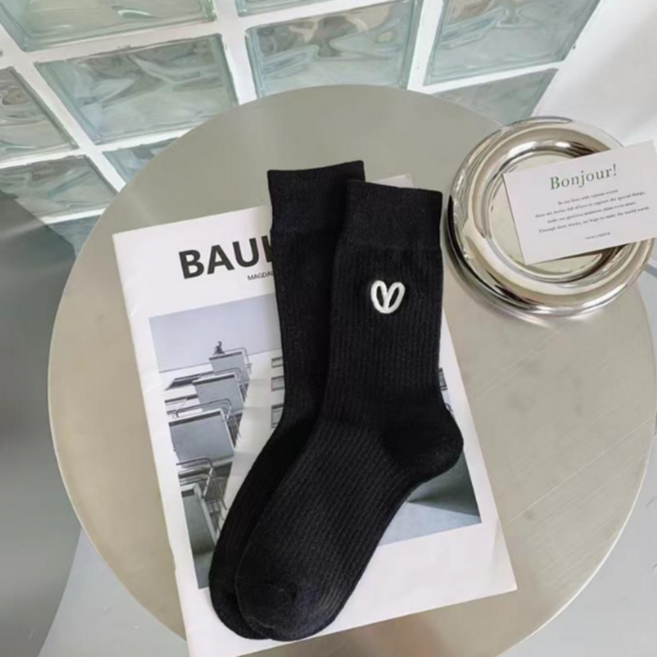 럽니드삭스 5종세트 여성용 단색 하트 양말