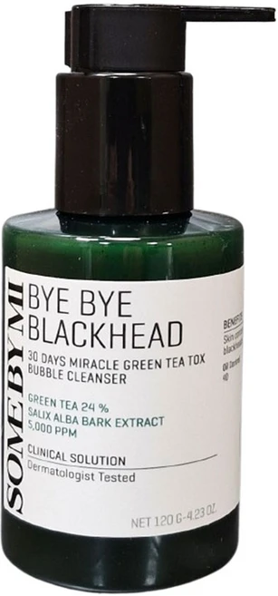 썸바이미 바이 바이 블랙헤드 30 데이즈 미라클 그린티톡스 버블 클렌저, 1개, 120g - 쿠팡