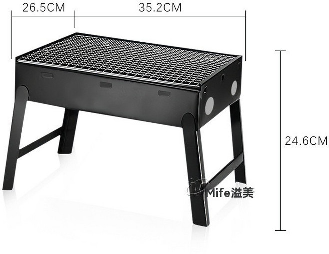 棲野Cheer 野外野餐燒烤烤架 戶外便攜燒烤爐 家用木炭碳烤爐 加厚折疊燒烤架, 1個, 小號燒烤架