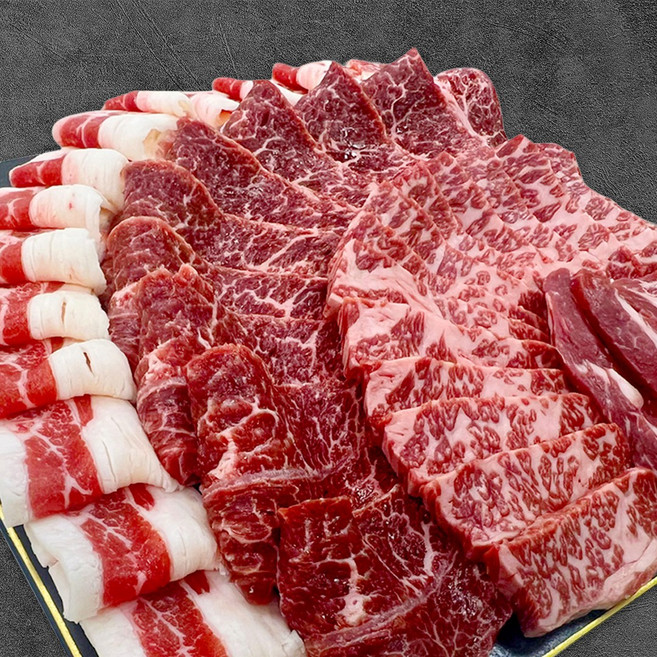 따봉프레시 황제 소고기 세트 꽃갈비살 살치살 갈비살 늑간살 부채살 우삼겹, 1세트, 800g