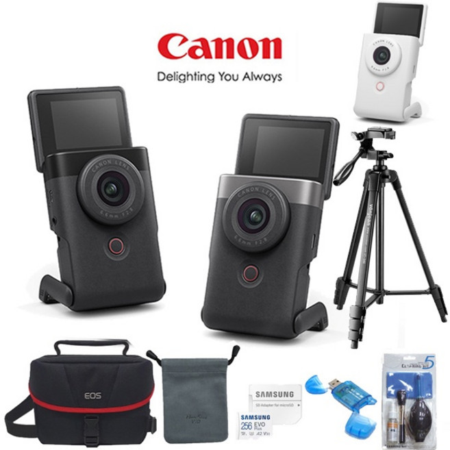 (Canon) PowerShot V10 핸디캠+256GB+정품파우치+정품가방+삼각대+크리닝킷+리더기 고용량 브이로그 패키지, 실버