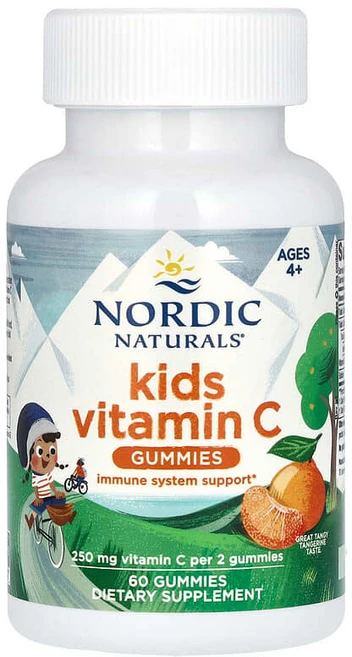 노르딕 내추럴스 어린이용 비타민C 구미젤리 만4세 이상 새콤한귤 맛 250mg 60개, 1개, 60정 - 쿠팡