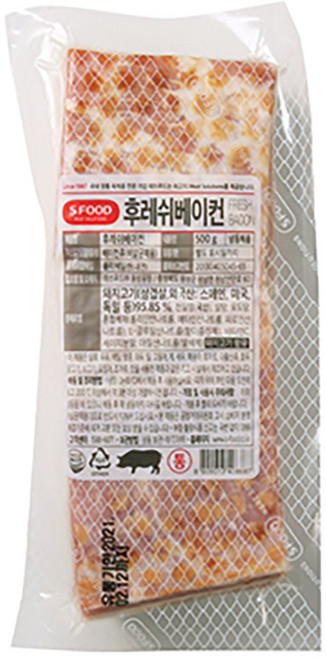 에쓰푸드 SFOOD 통베이컨 500g 냉동 숙성 고급 돈육 덩어리, 1개