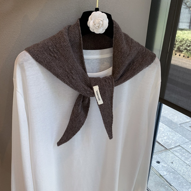 젬버트 여성 고급 부드러운 꽈배기 울100% 니트 숄 삼각 스카프 머플러