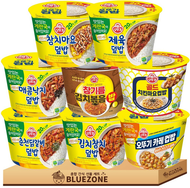 오뚜기 컵밥 덮밥세트 (참치마요+제육덮밥+매콤낙지+오삼불고기+치킨마요+춘천닭갈비+김치참치+카레), 1박스, 2.338kg