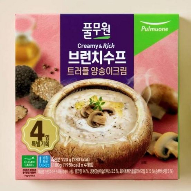 풀무원 브런치수프 트러플 양송이크림, 4개, 720g