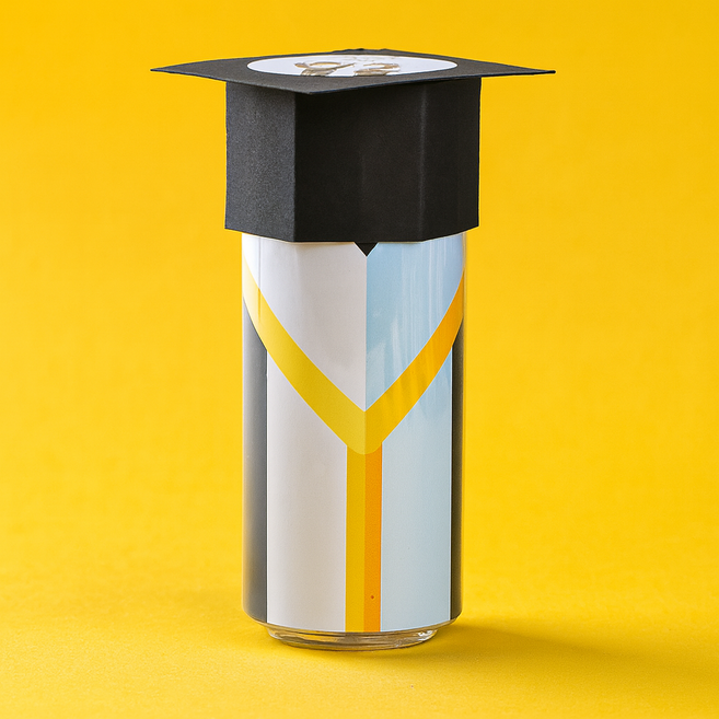 더 선물가게 학사모 페트캔 간식세트 어린이집 유치원 학교 학원 단체 졸업 선물꾸러미, 1개