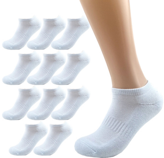 올리싹 6+6 두꺼운 남성용 국산 더블쿠션 스포츠 스니커즈 양말, 화이트, 12개