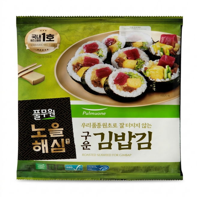 풀무원 노을해심 김밥김 20매 40g, 1개