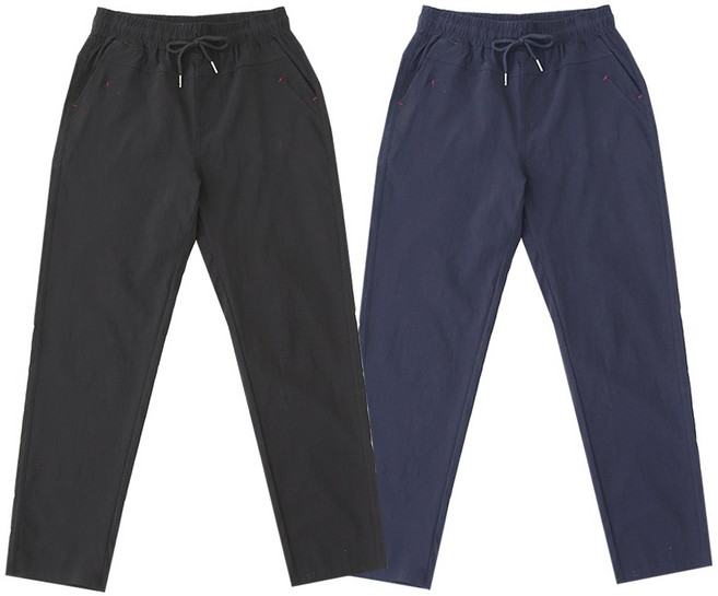 비비진 여성 봄 가을 편안한 엄마바지 슬림일자 스판바지 밴딩팬츠 1+1