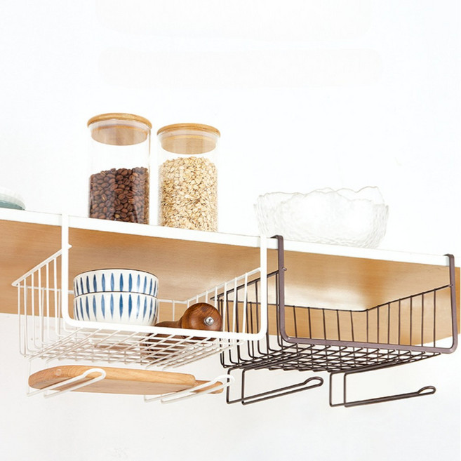[공간확장] 로미크 무타공 주방 걸이 선반 정리, 1개, 솔리드블랙