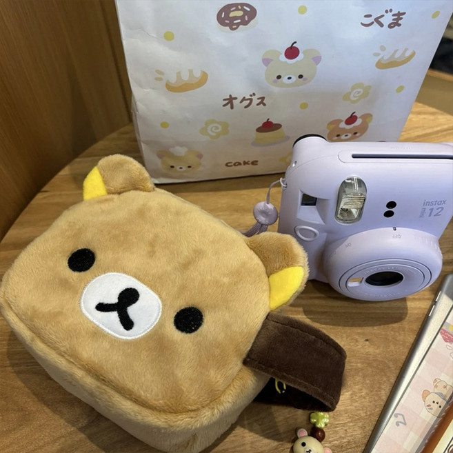 곰인형 얼굴 화장품 보관 메이크업 가방, 1개, 리락쿠마 파우치