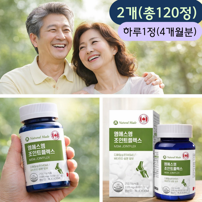 네츄럴메이드 정품 캐나다산 MSM 관절 연골 콘드로이친 60정 2박스