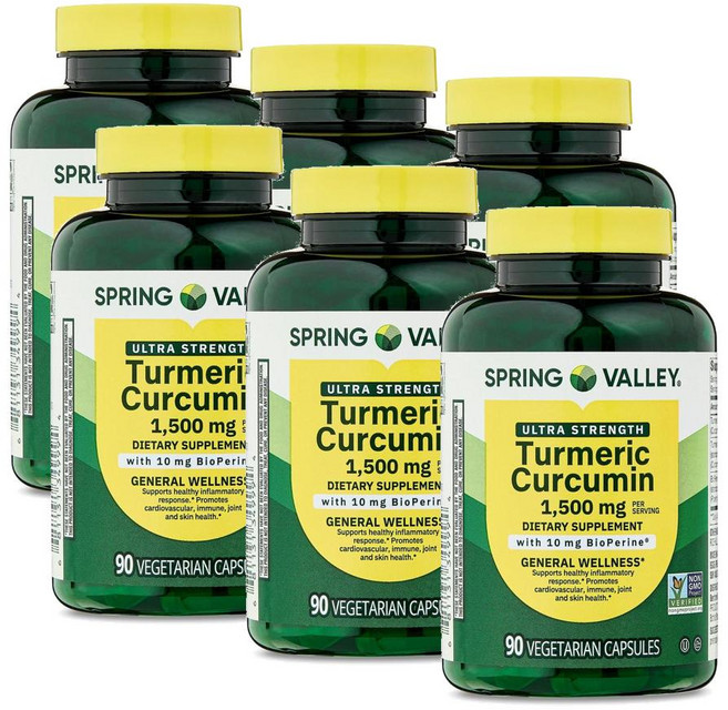 스프링밸리 터메릭 커큐민 1500mg 울트라스트렝스 캡슐 Spring Valley Turmeric Curcumin, 6개, 90정