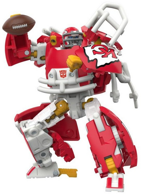 Transformers NFL 캔자스 시티 치프스 KC-59 14cm(5.5인치) 액션 피규어 로봇에서 헬멧으로 변경 만 8세 이상 축구 장난감, Kansas City Chiefs