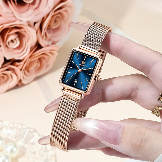 OLEVS 여성손목시계 정품쿼츠 럭셔리 명품 워터프루프 메탈시계