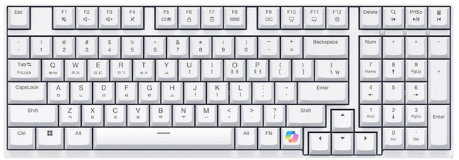 앱코 AI 코파일럿 무선 펜타그래프 키보드, MK98, 화이트