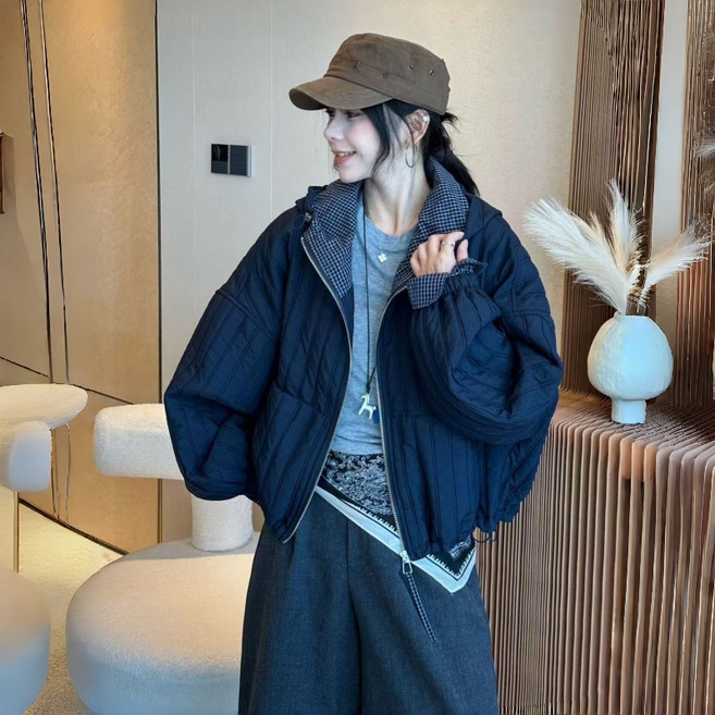 ORZQU 동 여성 후드 누빔 도톰 오버사이즈 야상 점퍼 패딩 점퍼