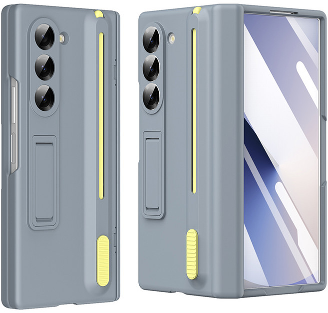 YINUO 갤럭시 Z 폴드3/4/5/6/7 슬림 with 터치펜 스탠드 휴대폰 케이스+힌지보호