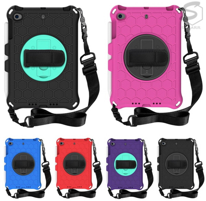 아이패드프로2세대 10.5인치 A1701 A1852 벌집패턴 어린이 안전 핸드스트랩 스탠드 에바폼 태블릿 케이스, stc054 퍼플/블랙