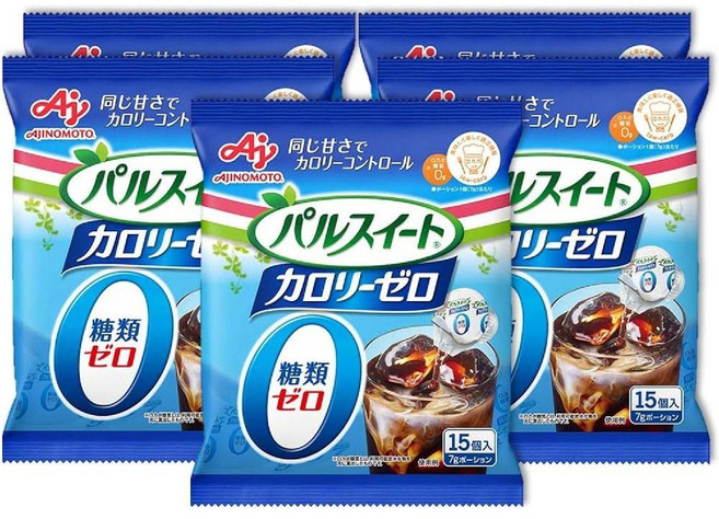 일본 아지노모토 파루스위트 제로 칼로리 포션 15 봉 x 5 칼로리제로 당 시럽 포션, 2봉 세트