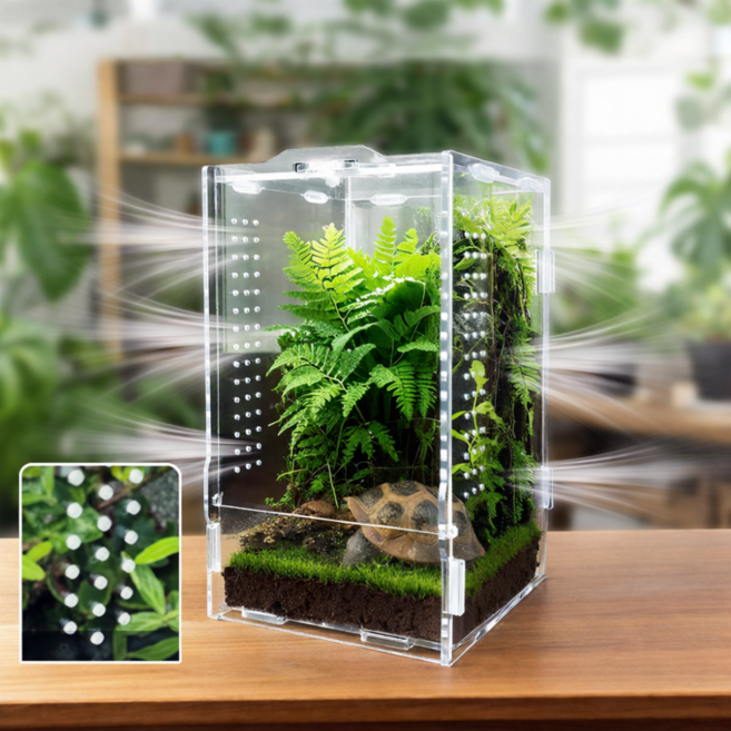 뤼민 파충류 사육장 도마뱀사육장 파충류케이지, 1개, 투명