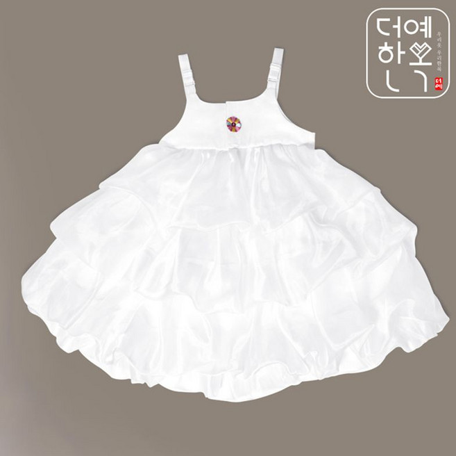 더예한복 QT10-04 백설꽃수 캉캉속치마 3단 여아용 아동한복