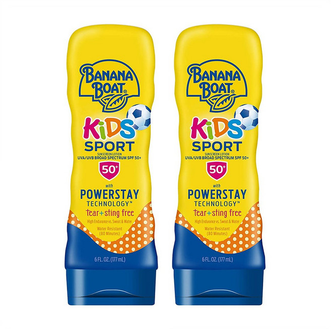 Banana Boat Kids Sport Sunscreen Lotion 바나나 보트 키즈 스포츠 선크림 SPF 50 6oz(177ml) 2팩, 2개
