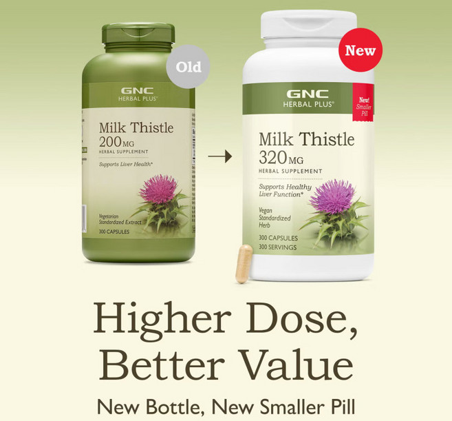 GNC Milk Thistle 200MG 300 Caplets 밀크씨슬 300정 2병, 2개