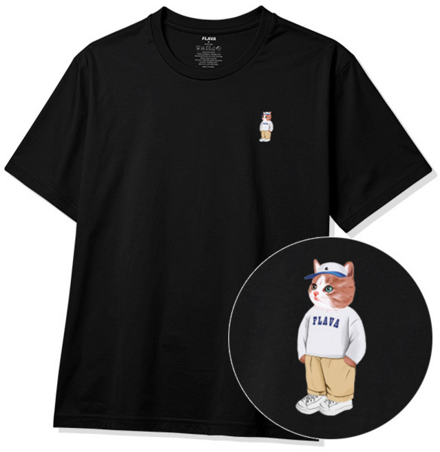 플라바 캐주얼캣 남녀공용 반팔 티셔츠 남자 남성 면티 빅사이즈 반팔티
