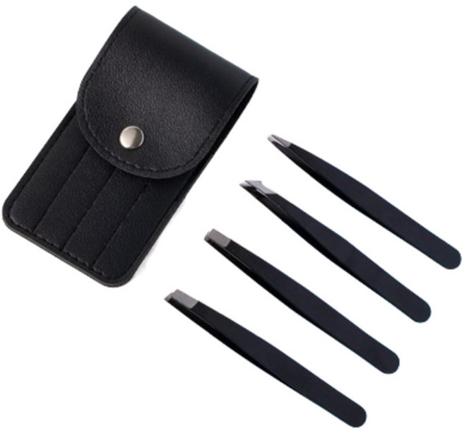 족집게 고급 핀셋 4종 파우치 세트, 1개, 기본