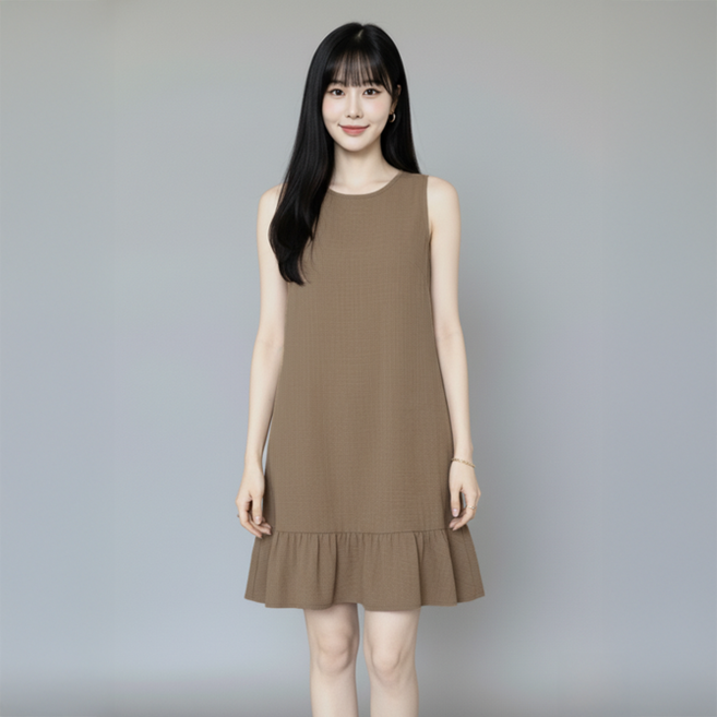 데일로엔 여성 여름 나시 프릴 미니 원피스 리본 데일리 휴양지룩