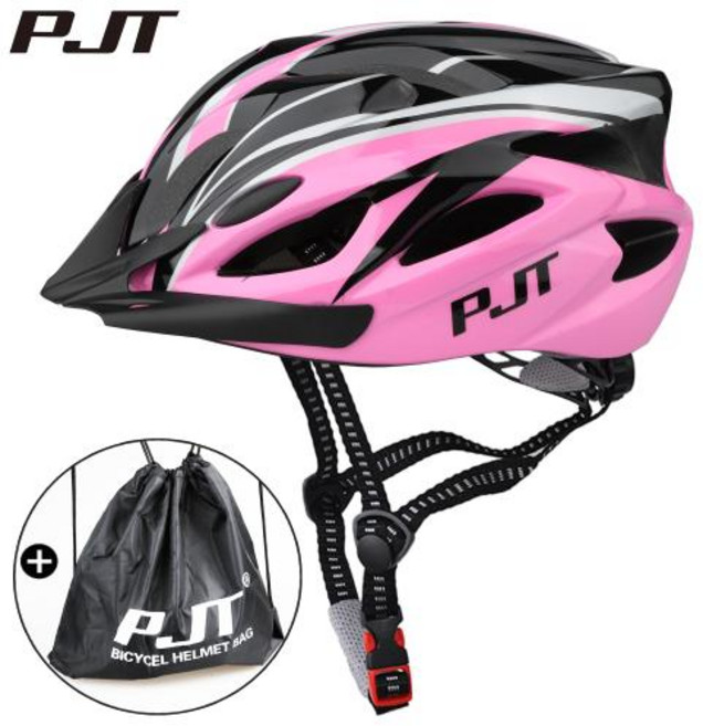 초경량 자전거헬멧 사이클링 도로 자전거 헬멧 핼맷 남녀공용 210g 선바이저, 12)W012-Black-Pink-Bag