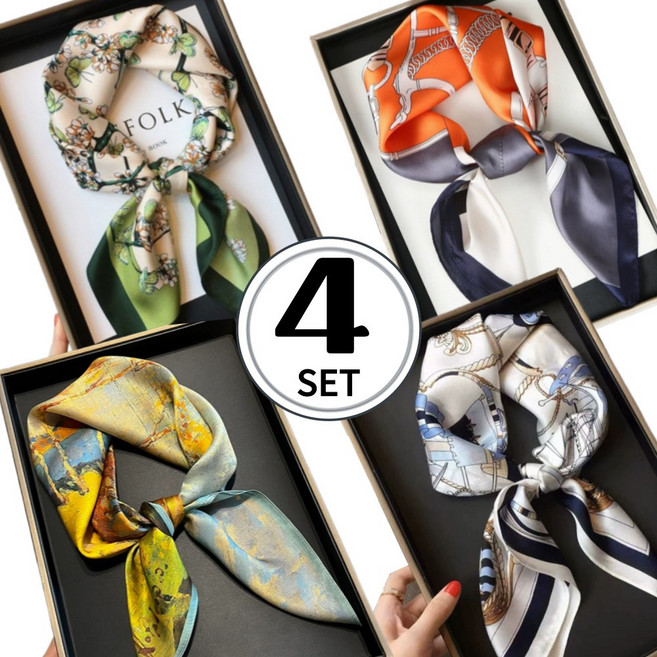 이즈이즈 고급스러운 여성 쁘띠 스카프 사각형 4p