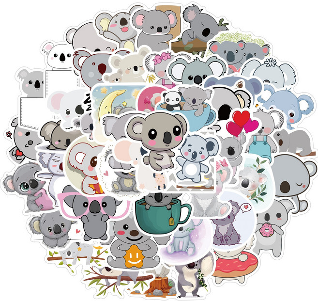 [StudioX] 50P 카와이 아기 코알라 프리미엄 스티커 Premium Kawaii Baby Koala Life Stickers, 1개
