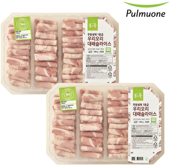 풀무원 무항생제 1등급 우리 오리 대패슬라이스600g 2팩, 600g, 2개