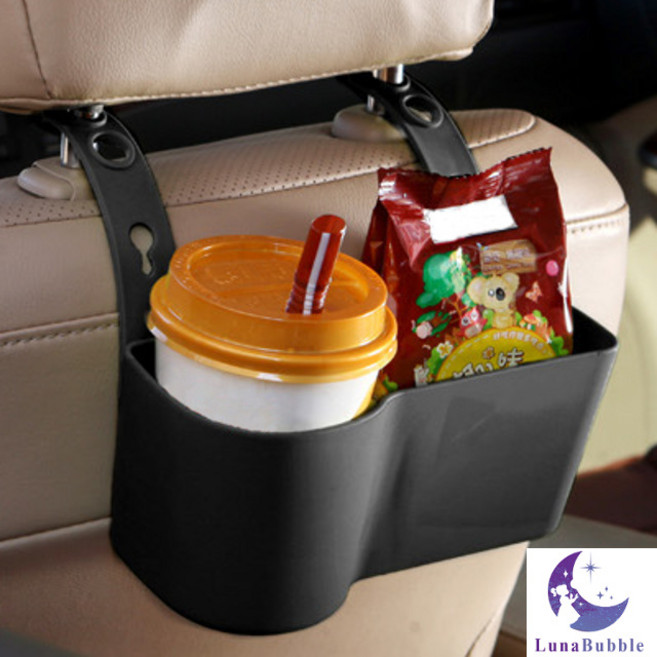 차량용 뒷좌석 멀티 포켓 [블랙] 자동차 헤드레스트 뒷자리 컵홀더 음료 커피 물병 받침 꽃이 보관 수납함 우체국 택배 배송, 1개