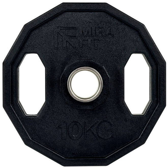 미라핏 바벨 중량 원판 2홀 12각, 1개, 블랙, 10kg